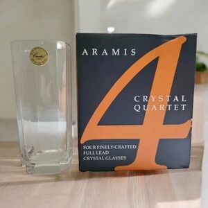 ARAMIS Cologne Vtg Crystal Highball Bar Glasses Full Lead France Tumbler…